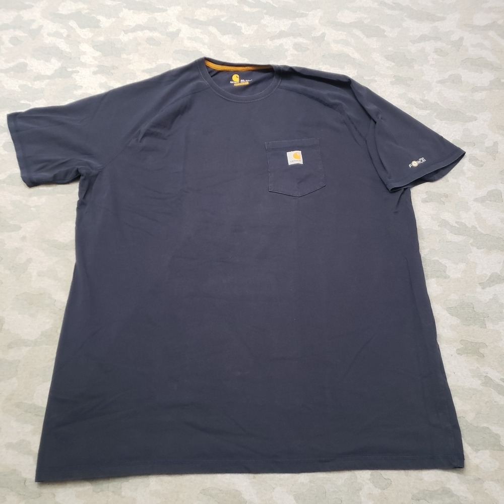 Carhartt Force Shirt Mens 3XLT Blue Pocket Tee Workwear Relaxed Fit Short Sleeve